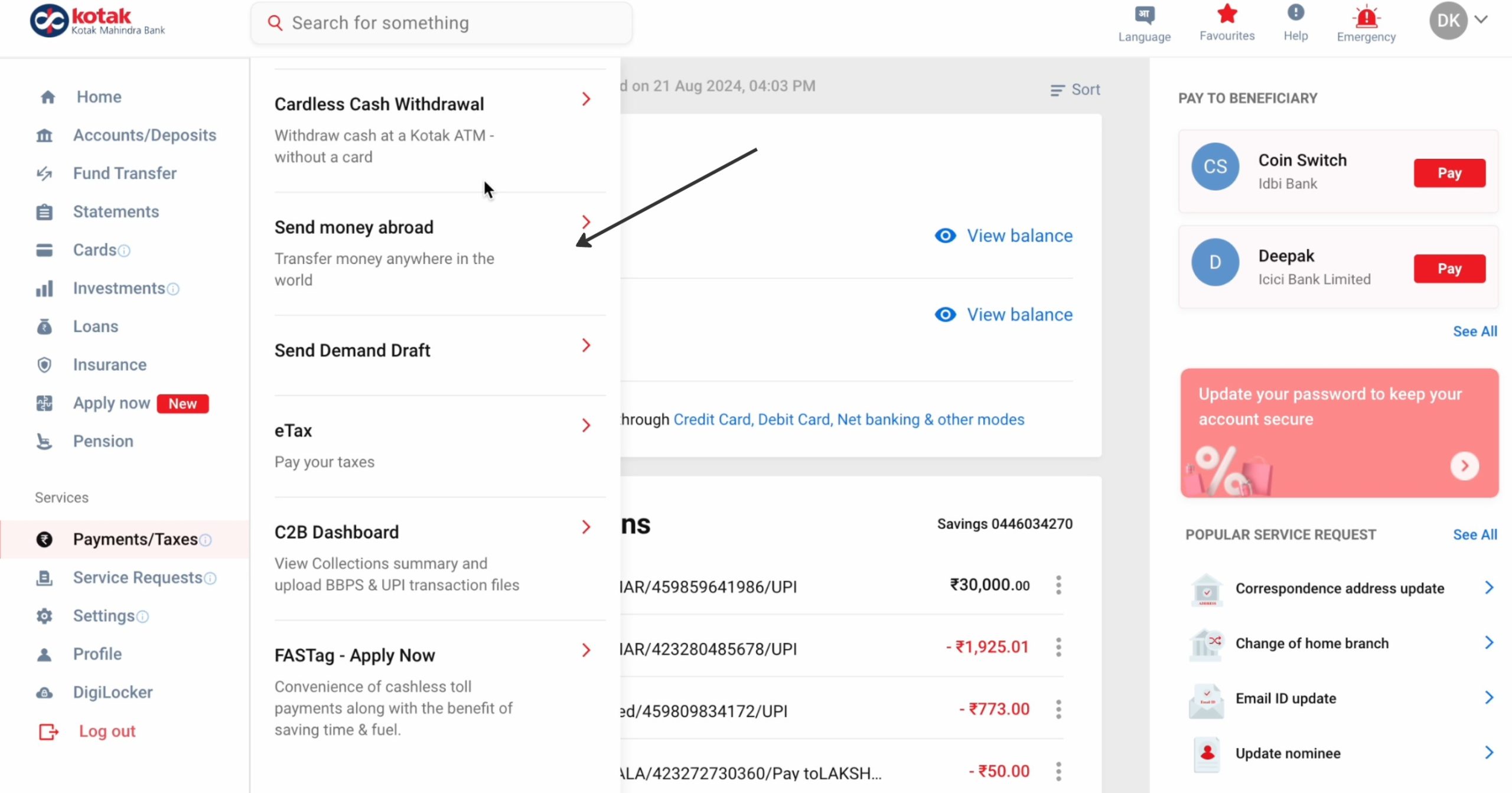 Kotak fund transfer